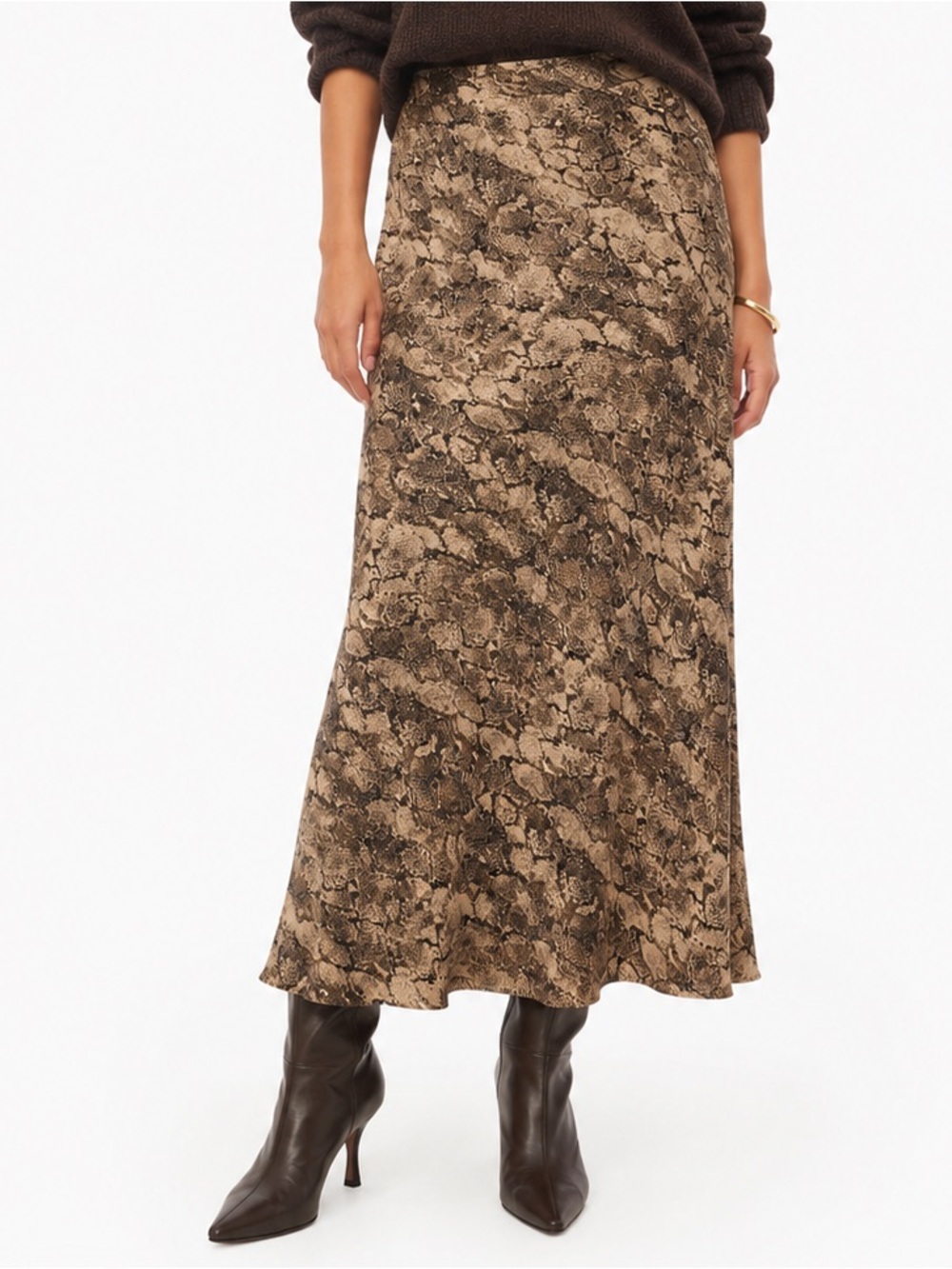 NWT Nordstrom Brown Snake Maxi Skirt